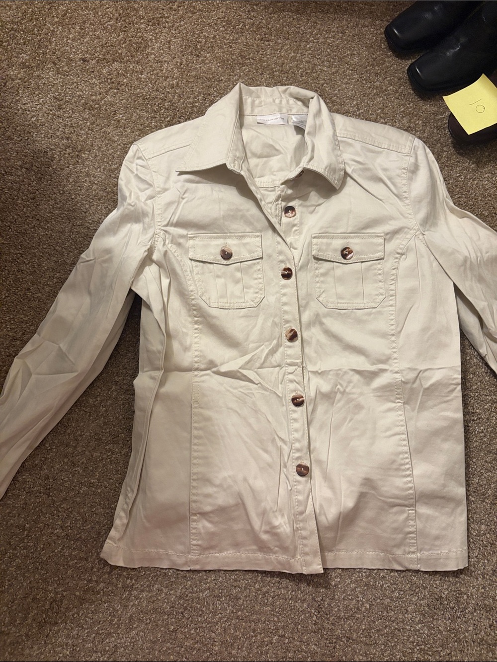 Liz Claiborne Cream Button-Front Utility Jacket